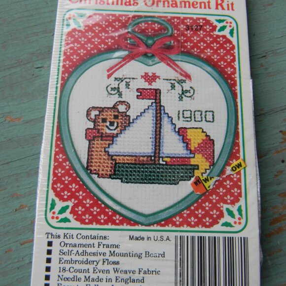 Lot of 2 New Berlin Co. Cross Stitch Christmas Ornament Kits Sealed NEW DRUMMER - Picture 2 of 4